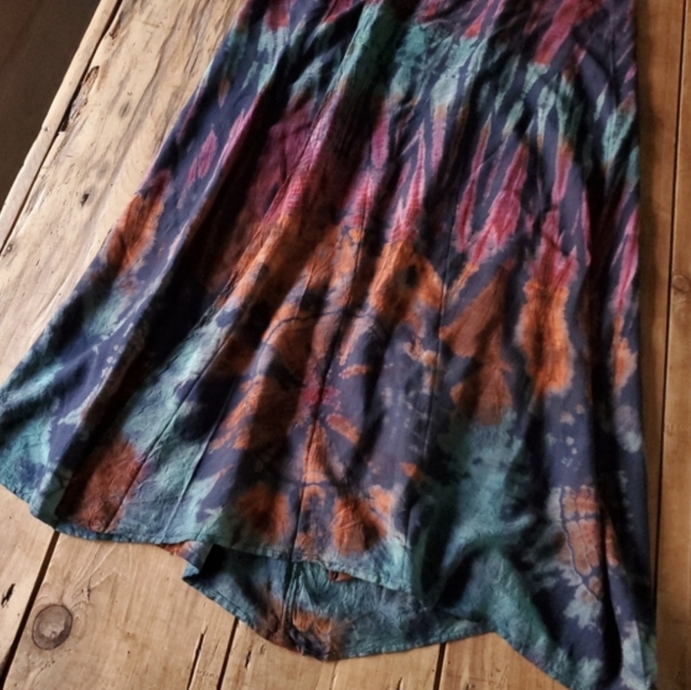 Gypsy Rose Tie Dye Wrap Maxi Flowy Boho Gypsy Festival Summer Skirt - Picture 6 of 12